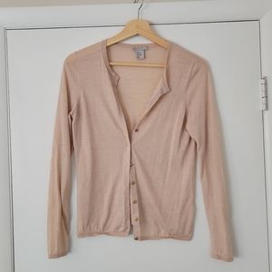 H&M peach pink merino wool button up cardigan size medium